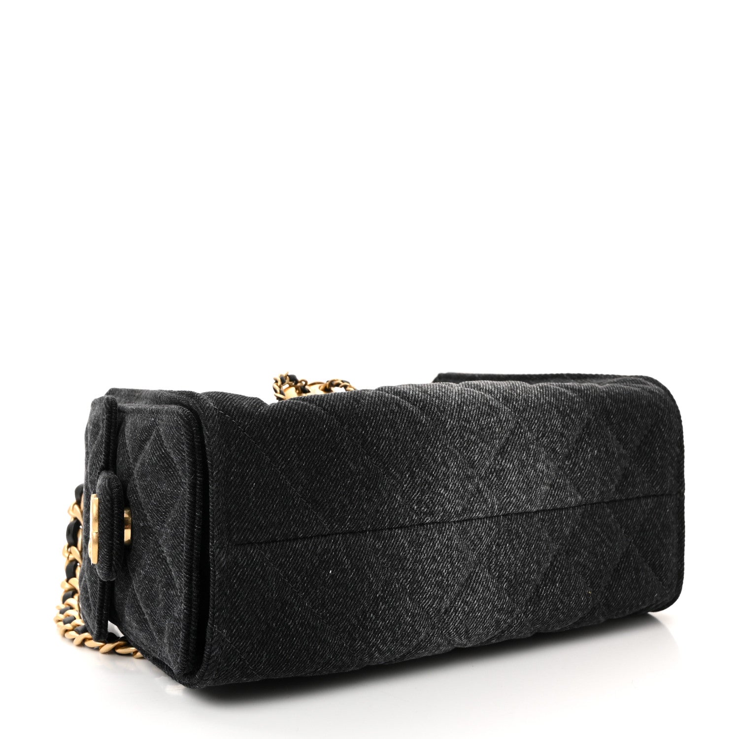 Chanel Washed Denim Quilted Mini Chanel 25 Handbag Black 4 of 11