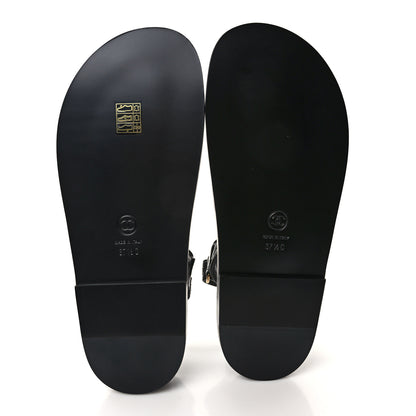 Chanel Crumpled Shiny Lambskin Velcro Dad Sandals 37.5 Black 5 of 8