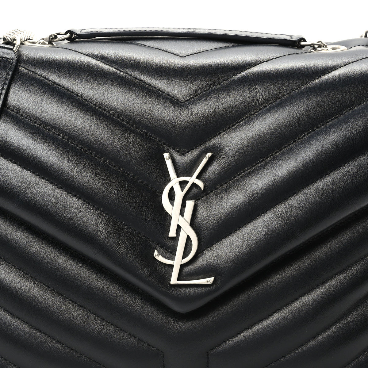 Saint Laurent Calfskin Y Quilted Monogram Medium Loulou Chain Satchel Black 8 of 10