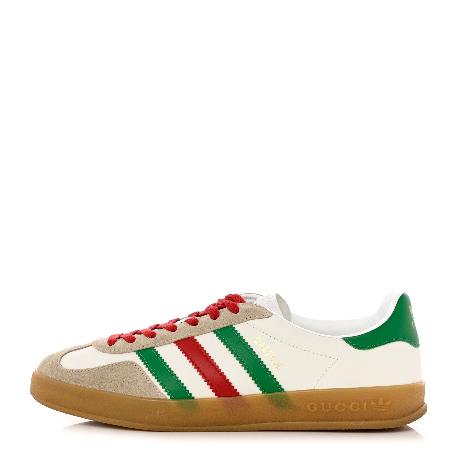 Gucci X ADIDAS Suede Madeira Demetra Mens Gazelle Sneakers 10 Oatmeal White New Shamarock Hibiscus Red 1 of 10