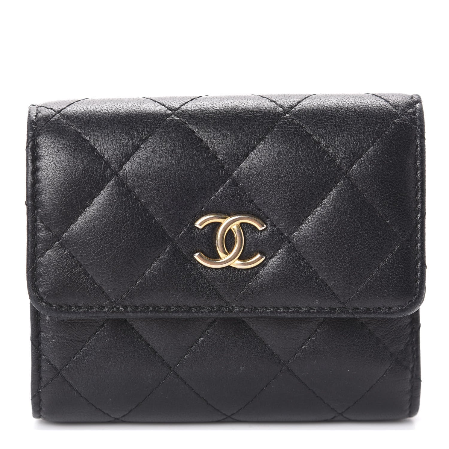 Chanel Quilted Compact Flap Wallet Black 1 of 8