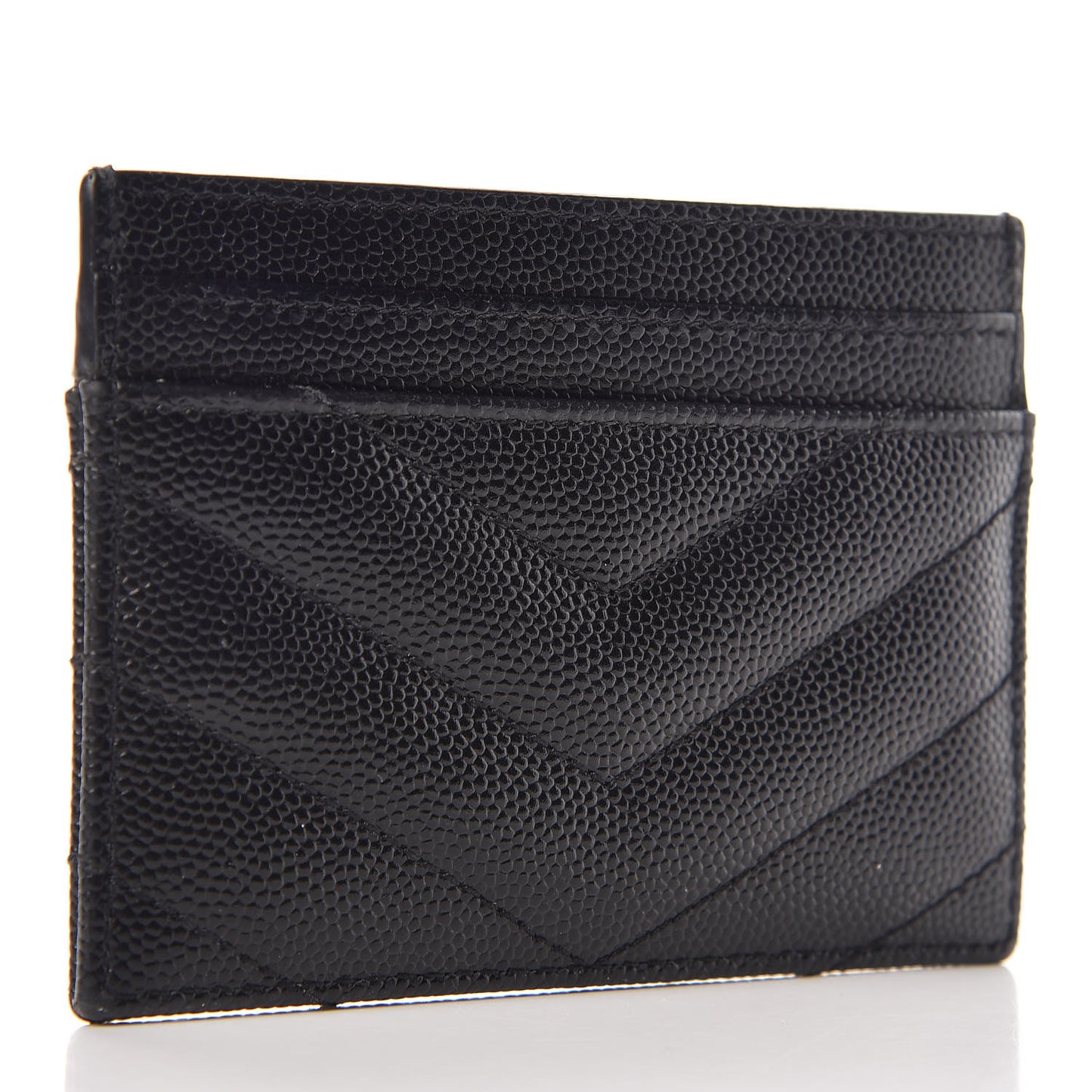 Grain De Poudre Matelasse Chevron Monogram Credit Card Case Black
