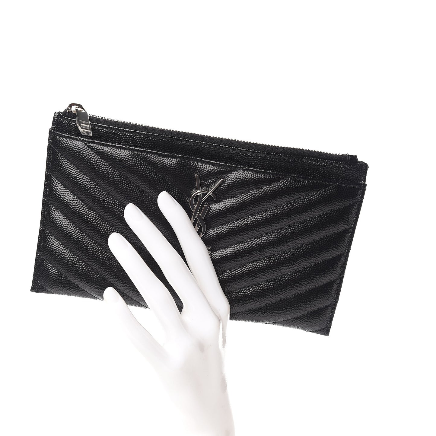 Grain De Poudre Chevron Monogram Bill Pouch Black