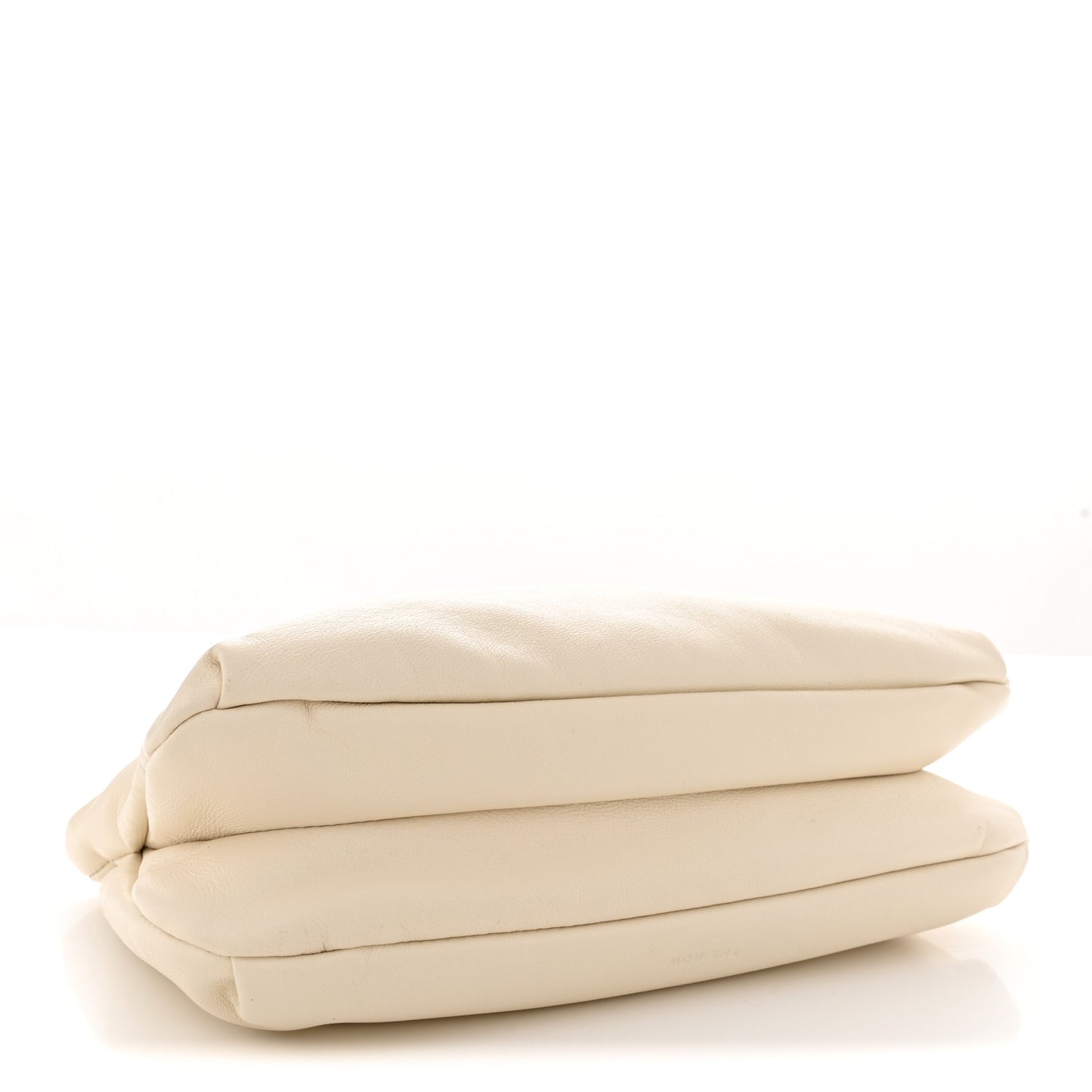 Grained Calfskin Bourse Clutch Ivory