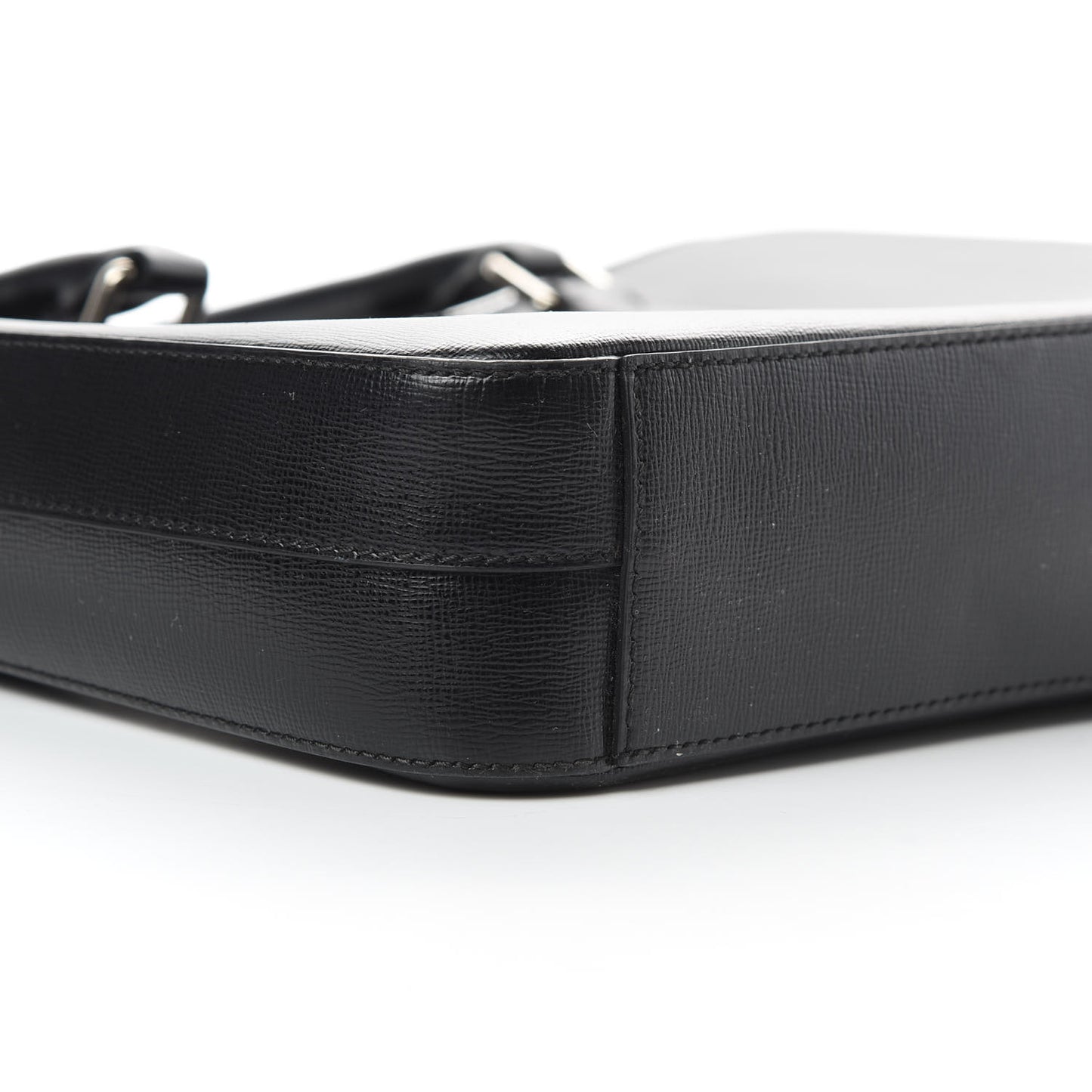 Textured Calfskin Barrow Briefcase Black