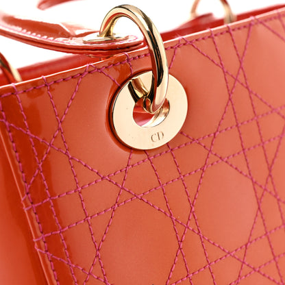 Christian Dior Patent Cannage Stitched Medium Lady Dior Orange 12 of 17