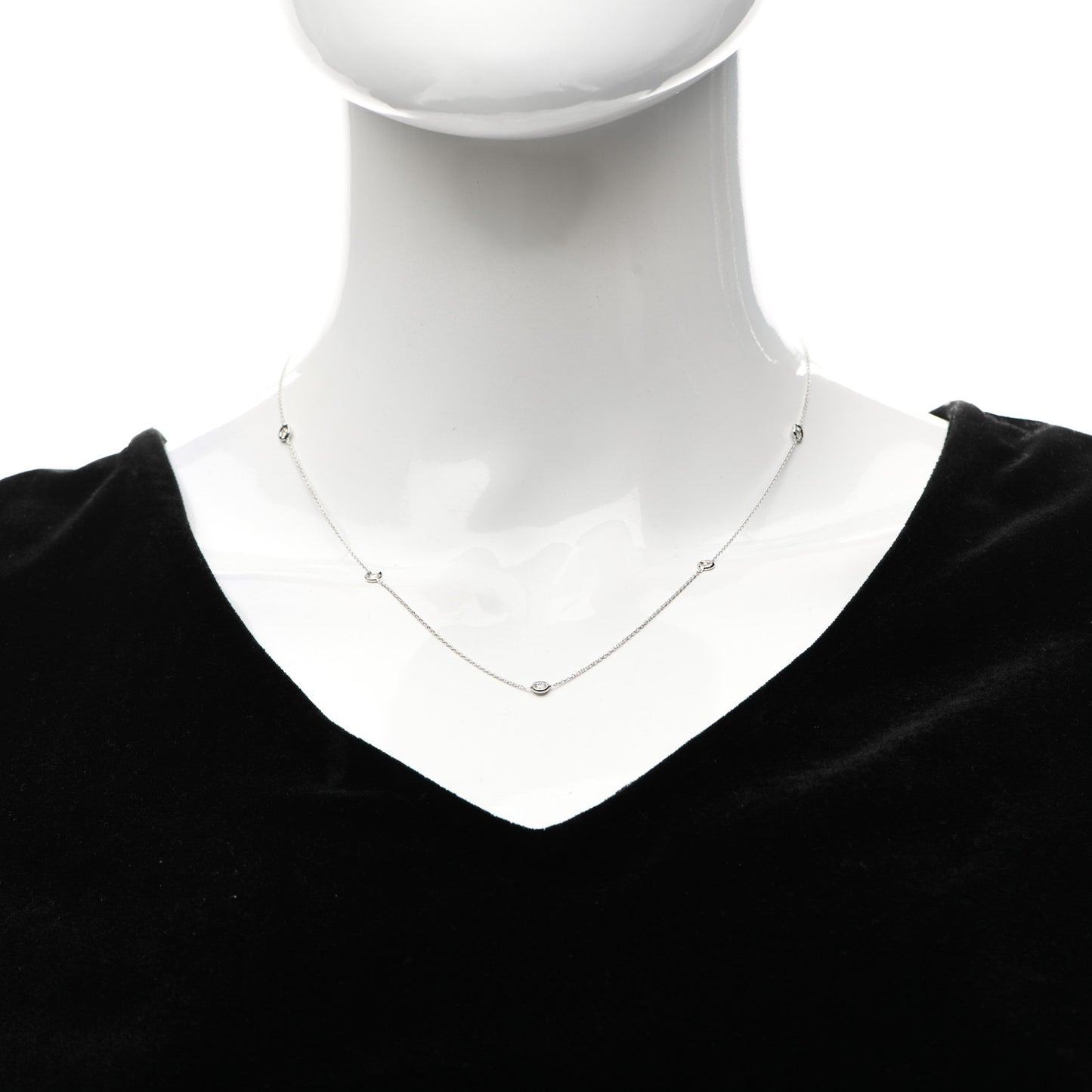 18K White Gold Diamond .23ctw Diamonds By The Inch Five Station Necklace