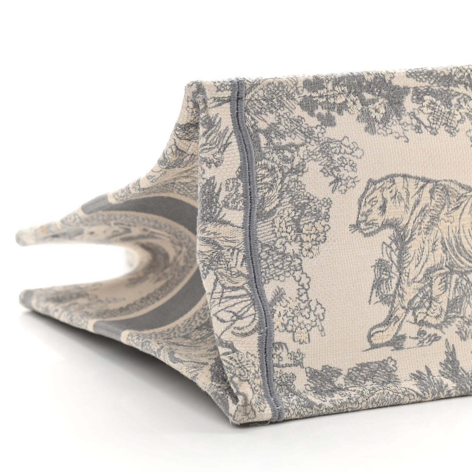 Christian Dior Canvas Embroidered Medium Dioriviera Toile De Jouy Book Tote Gray 8 of 9