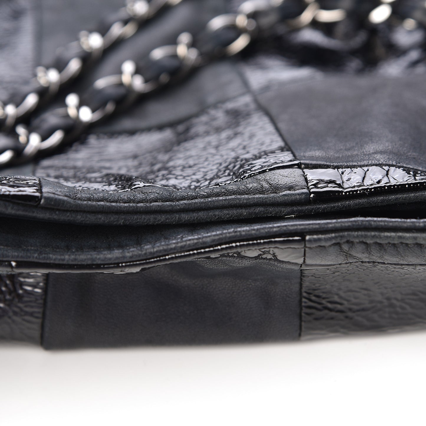 Patent Patchwork Large Brooklyn Tote Black