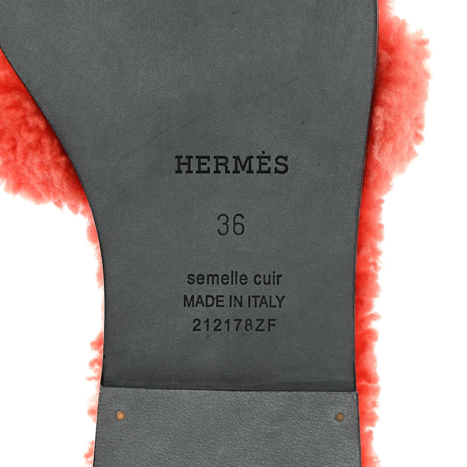 Hermes Woolskin Oran Sandals 36 Orange 7 of 7