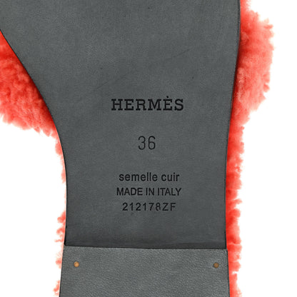 Hermes Woolskin Oran Sandals 36 Orange 7 of 7