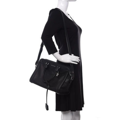 Alexander McQueen Pebbled Calfskin Small Skull Padlock Zip Around Tote Black 2 of 10