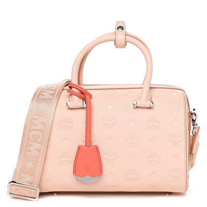 MCM Calfskin Ottomar Monogram Essential Boston Bag Light Pink 1 of 9