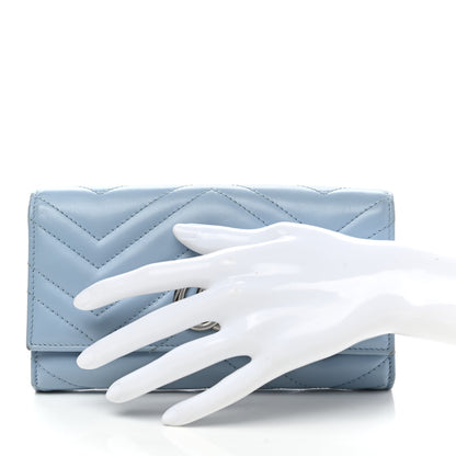 Gucci Calfskin Matelasse GG Marmont Continental Wallet Porcelain Light Blue 2 of 9