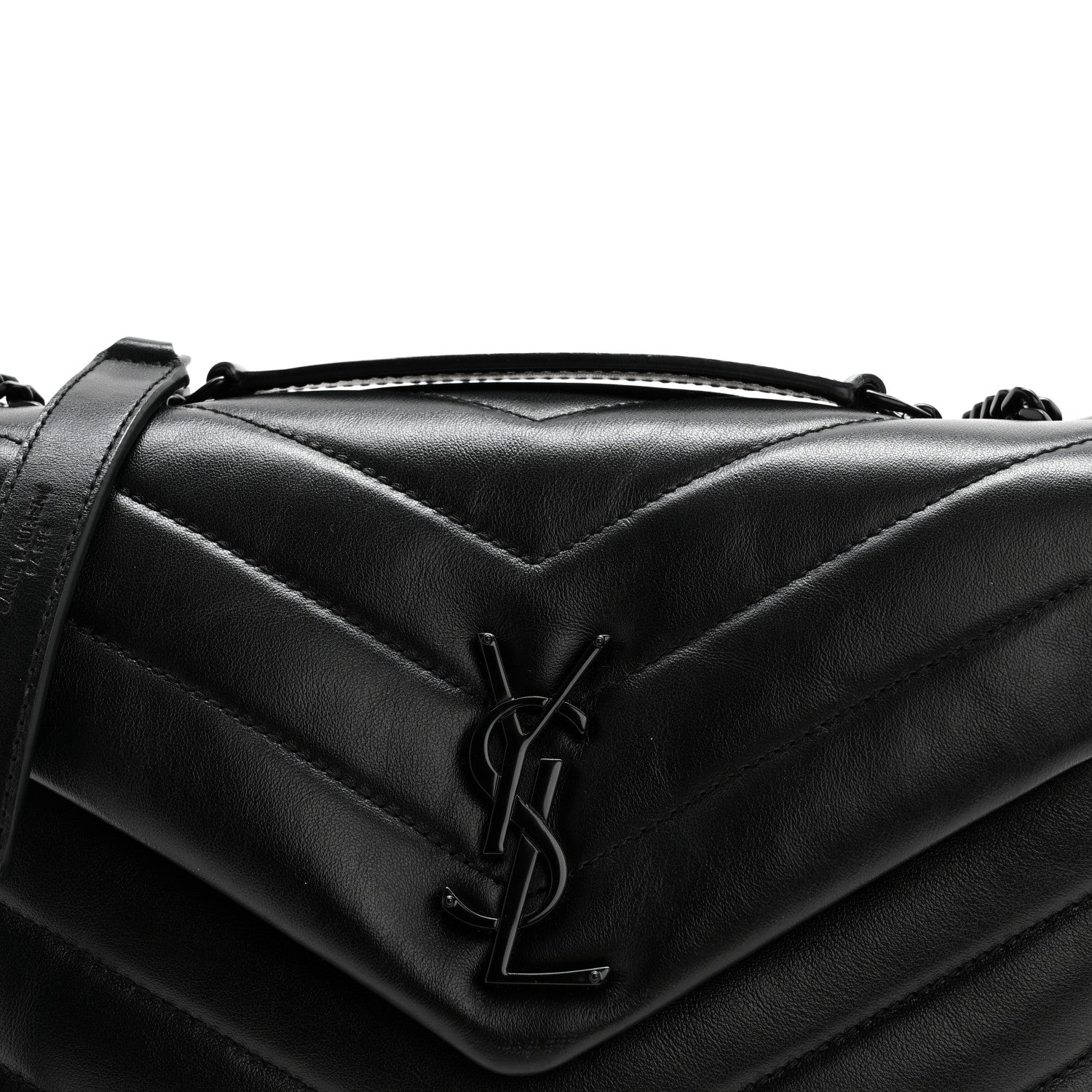 Saint Laurent Calfskin Y Quilted Monogram Monochrome Small Loulou Chain Satchel Black 8 of 12