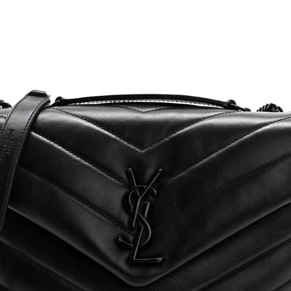 Saint Laurent Calfskin Y Quilted Monogram Monochrome Small Loulou Chain Satchel Black 8 of 12