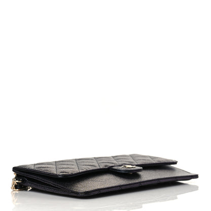 Chanel Iridescent Caviar Quilted Classic Pouch With Handle Black 5 of 10