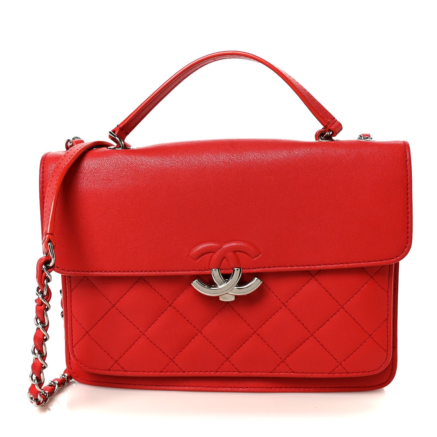 Chanel Grained Calfskin Quilted Large CC Box Flap Red 1 of 11