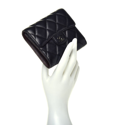 Chanel Lambskin Quilted Compact Flap Wallet Black 2 of 7