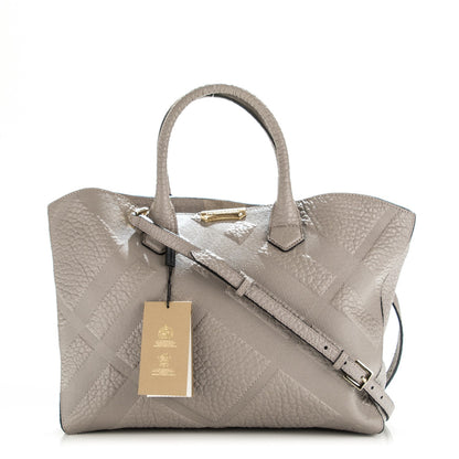 Burberry Heritage Grain Check Embossed Medium Dewsbury Tote Pale Grey 1 of 8