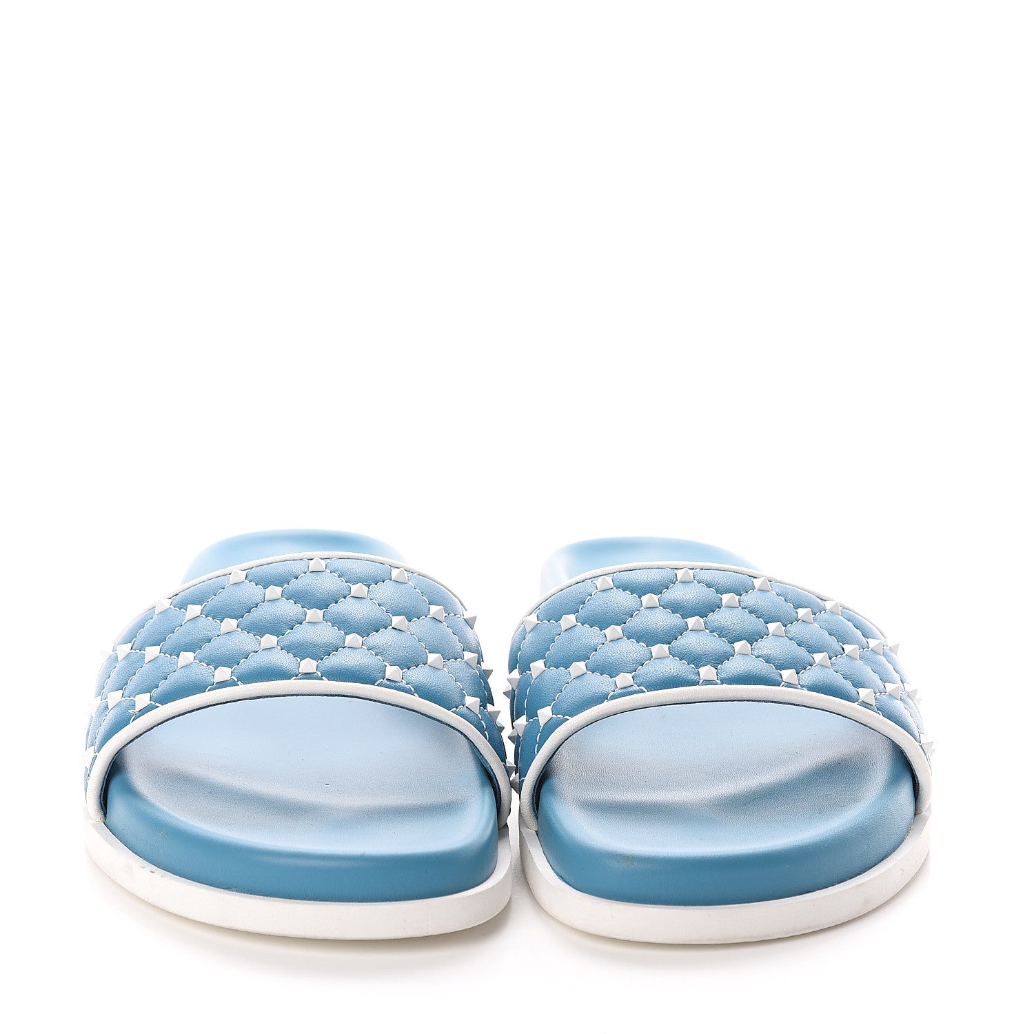 Valentino Garavani Nappa Free Rockstud Spike Pool Slide Sandals 38 Cerulean 2 of 7