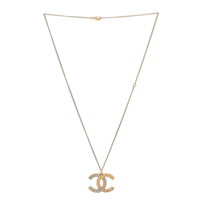 Chanel Baguette Crystal Quilted CC Pendant Necklace Gold 2 of 4