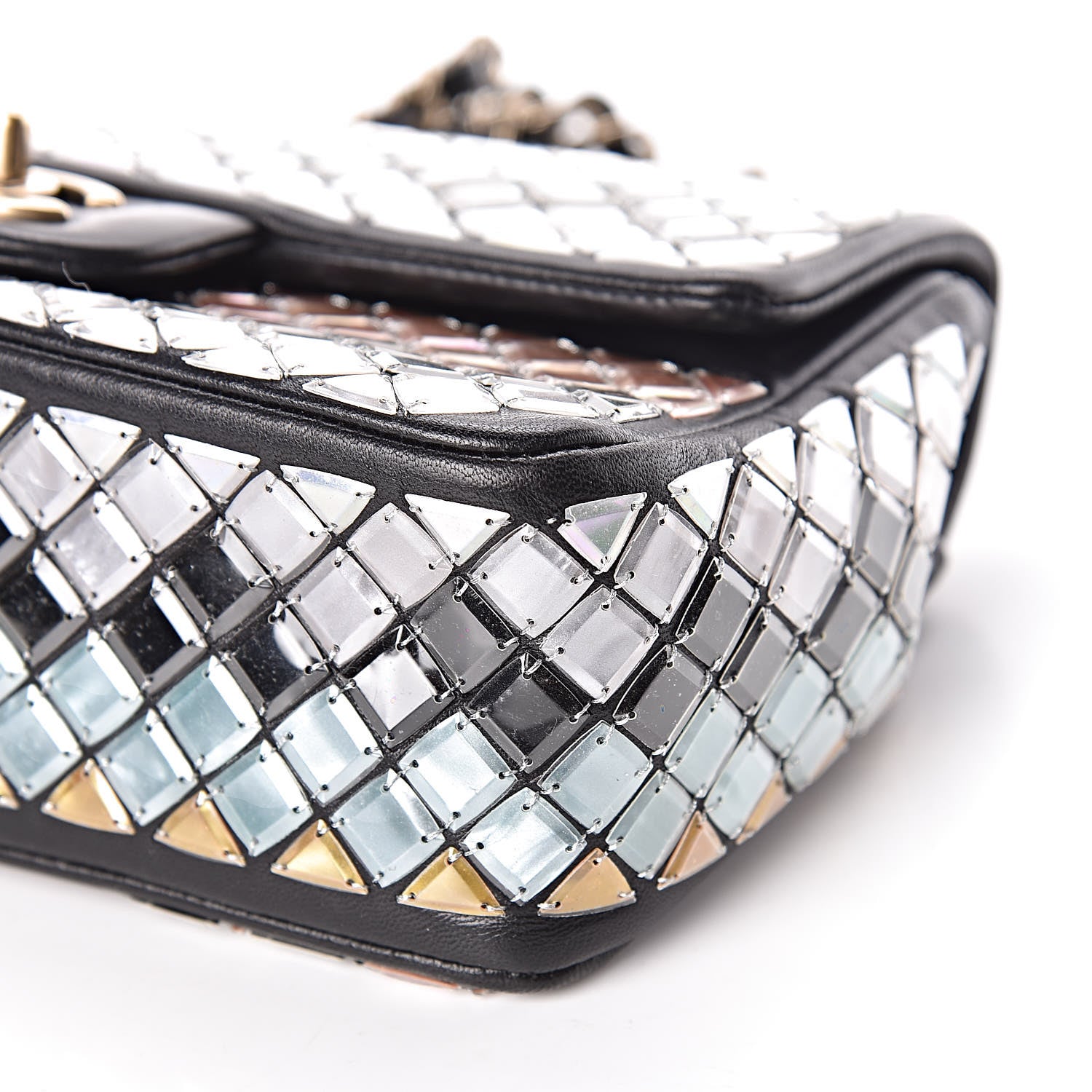 Chanel Lambskin Mosaic Small Flap Black Gold Light Blue 10 of 10