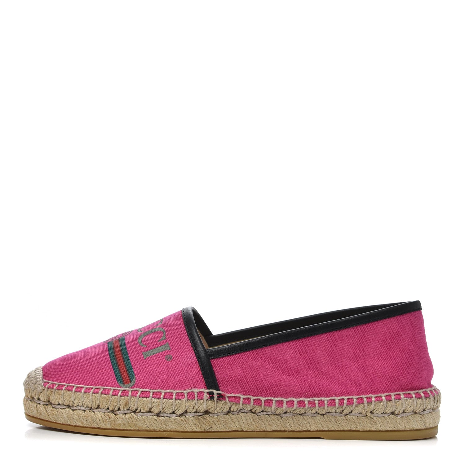 Gucci Canvas Logo Espadrilles 37.5 Cyclamen Rose Black 1 of 10