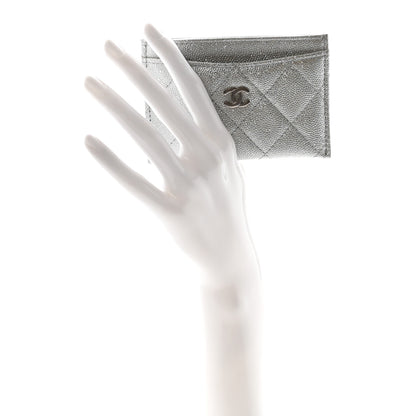 Chanel Glittered Metallic Caviar Quilted Card Holder Silver 2 of 9