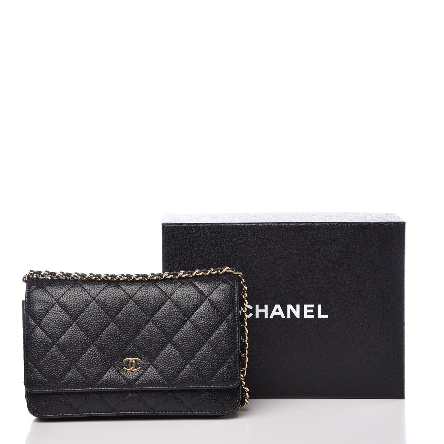 Caviar Quilted Wallet On Chain WOC Black