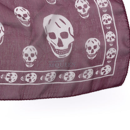 Alexander McQueen Silk Chiffon Skull Scarf Aubergine Grey 2 of 3