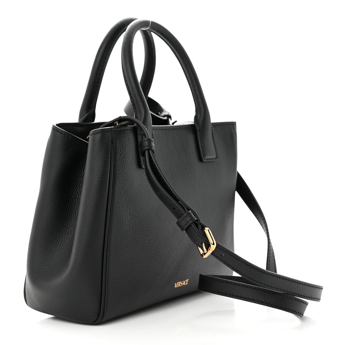 Grained Calfskin Small La Medusa Tote Bag Black