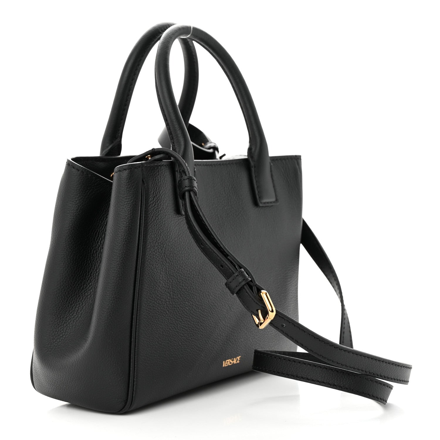 Versace Grained Calfskin Small La Medusa Tote Bag Black 3 of 9