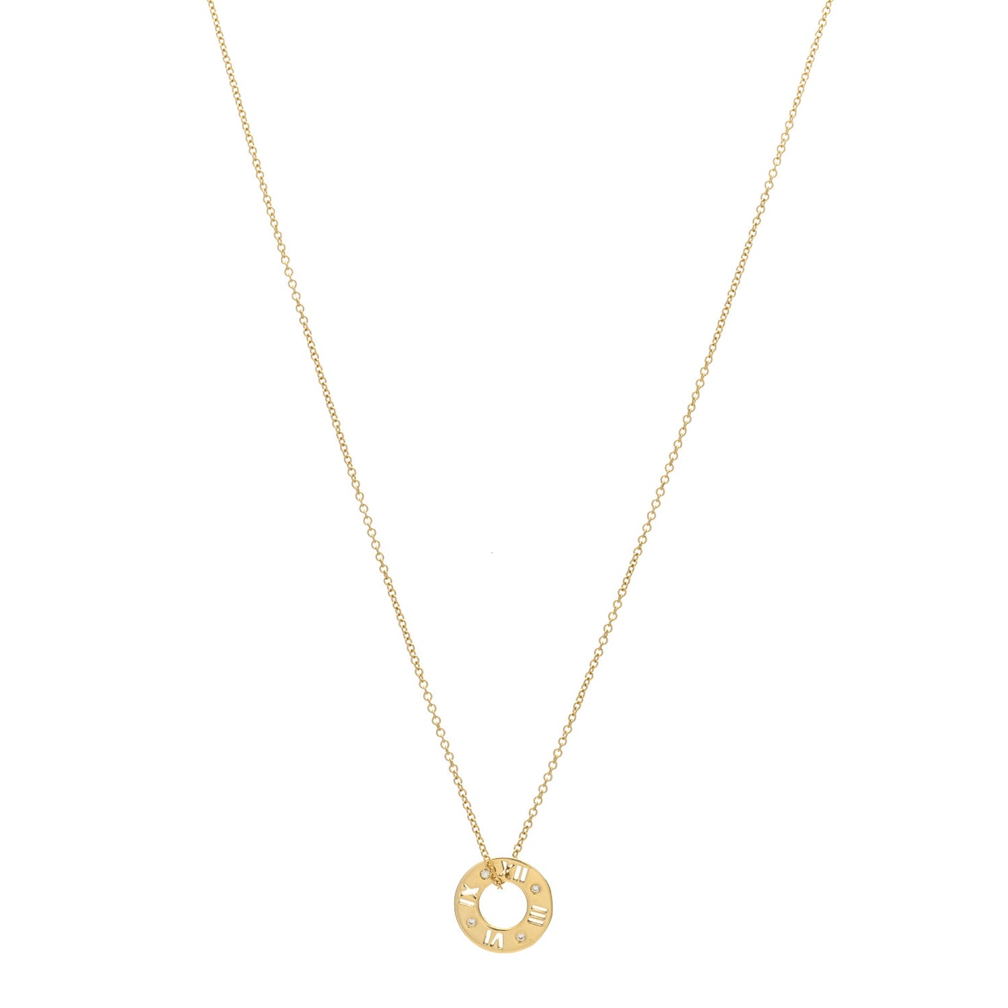 18K Yellow Gold Diamond Atlas Pierced Pendant Necklace