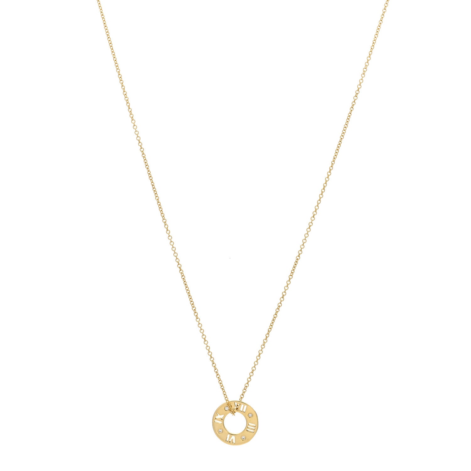 Tiffany 18K Yellow Gold Diamond Atlas Pierced Pendant Necklace 1 of 5