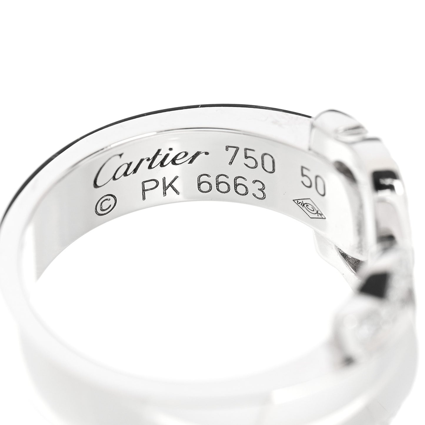 18K White Gold Diamond C De Cartier Ring 50 5.5