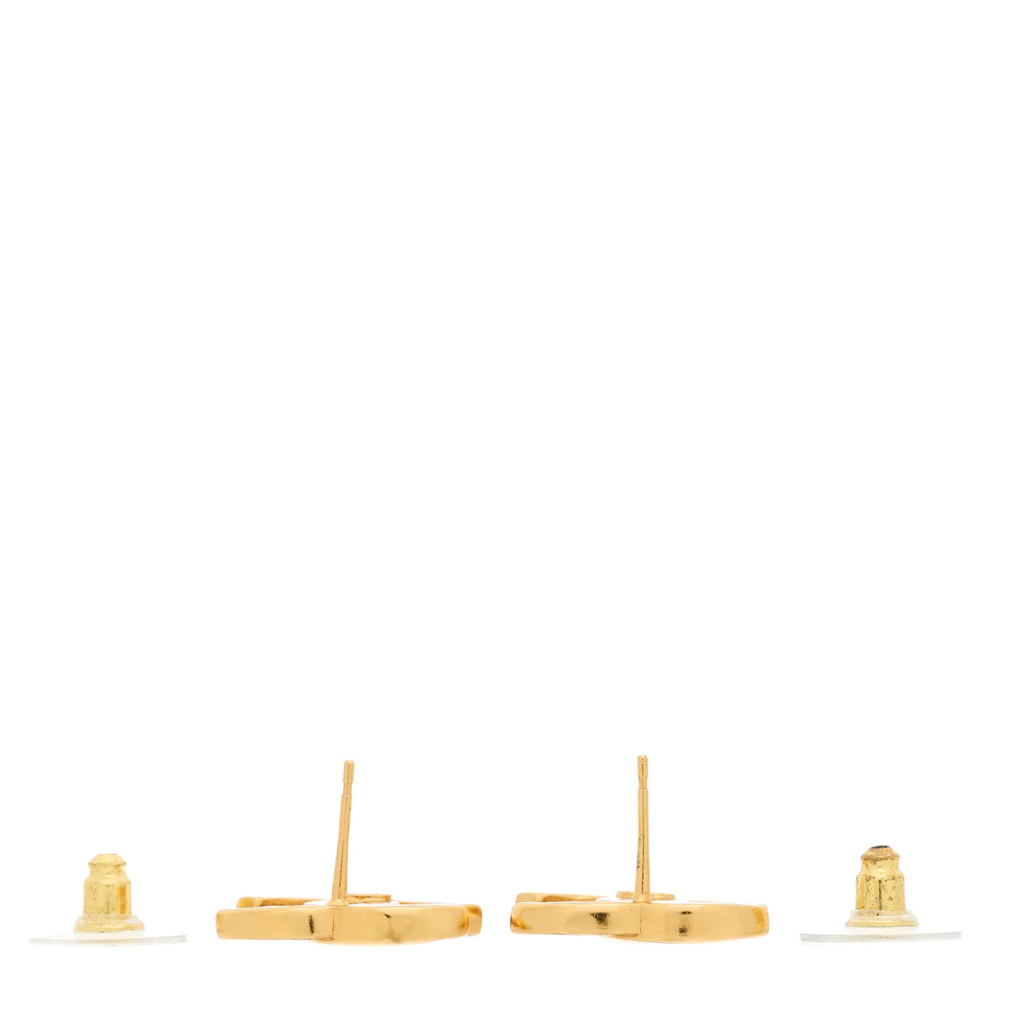 Metal CC Earrings Gold White