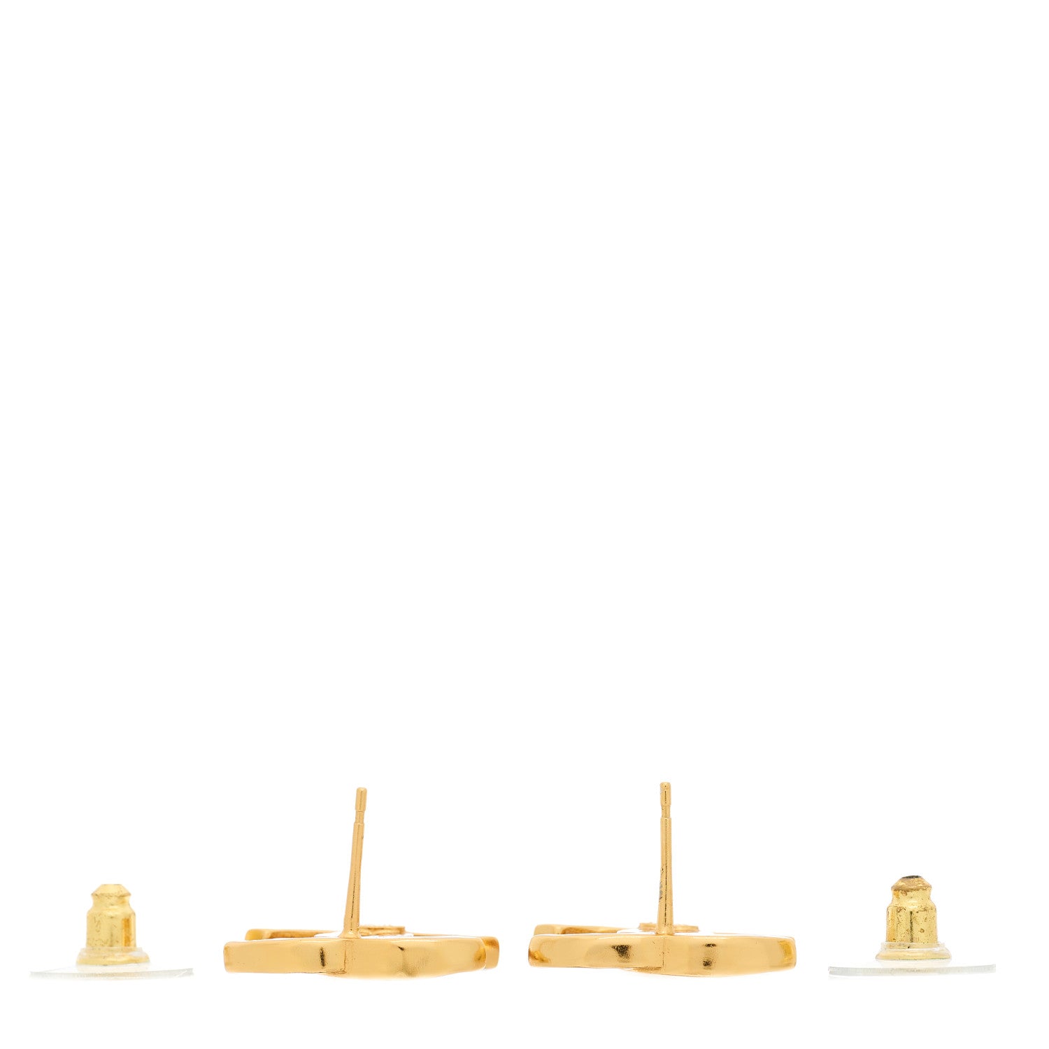 Chanel Metal CC Earrings Gold White 4 of 5