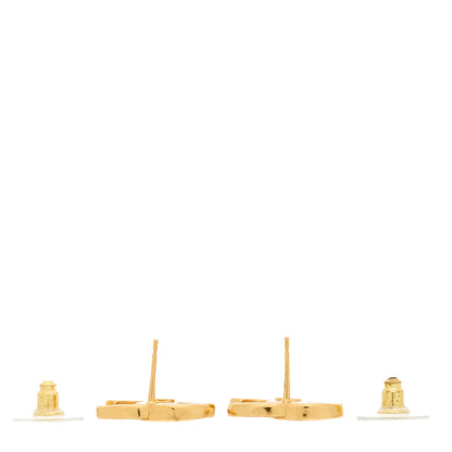 Chanel Metal CC Earrings Gold White 4 of 5
