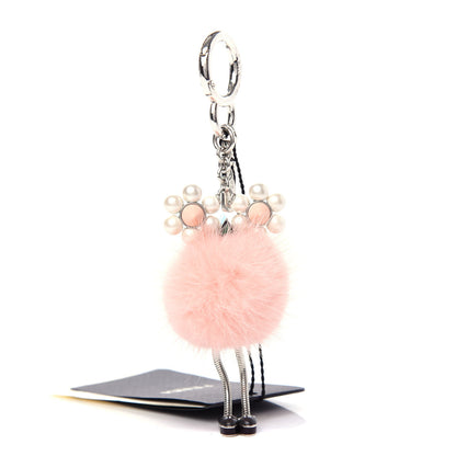 Fendi Mink Fur Pearl Chick Pom Pom Bag Charm Seashell 1 of 3