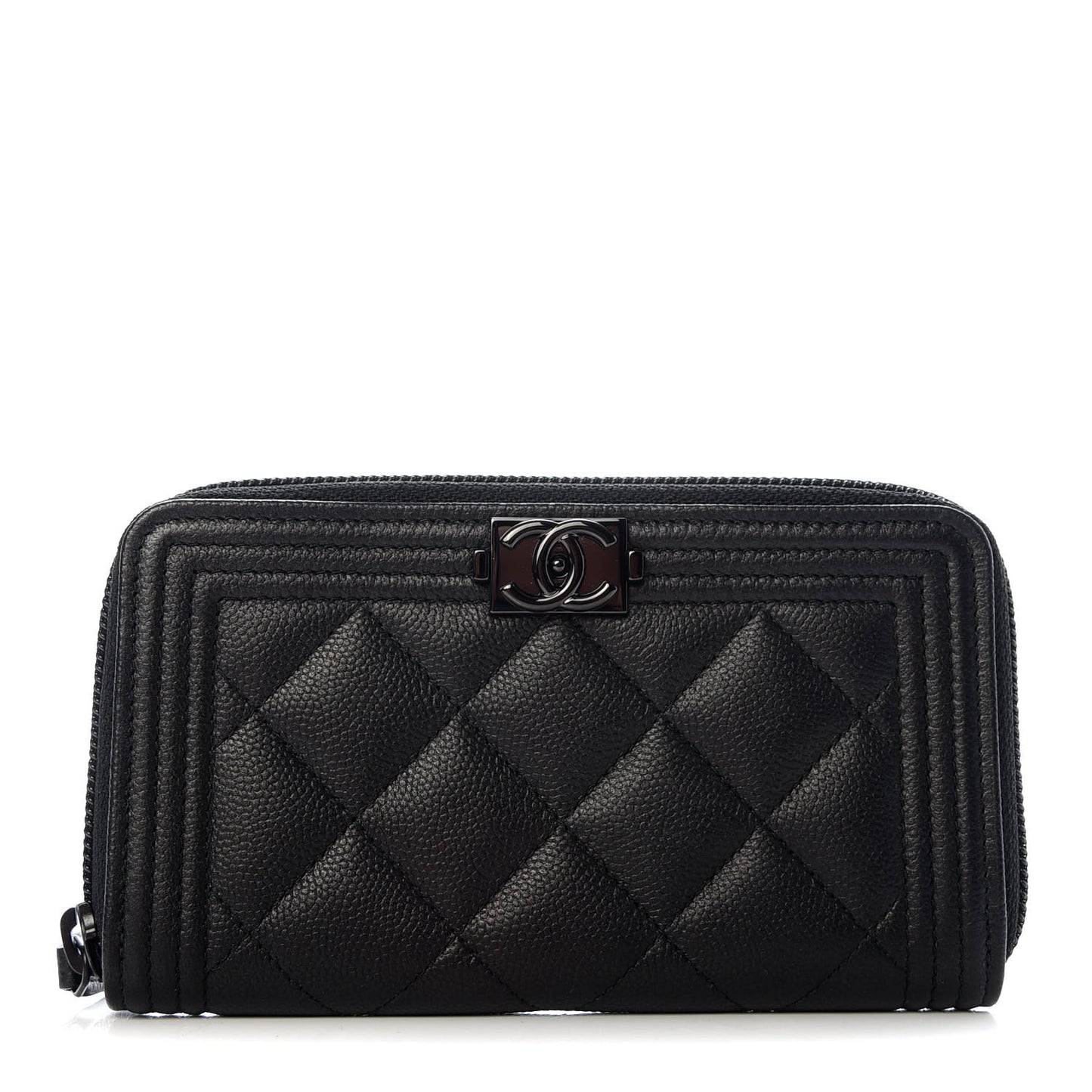 Caviar Quilted Small Boy Zip Around Wallet So Black