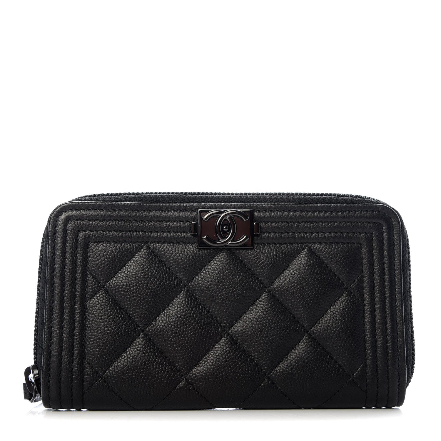 Chanel Caviar Quilted Small Boy Zip Around Wallet So Black 1 of 8