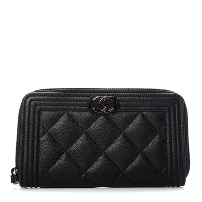Chanel Caviar Quilted Small Boy Zip Around Wallet So Black 1 of 8