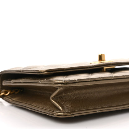 Chanel Metallic Lambskin Quilted CC Wallet On Chain WOC Gold 8 of 10