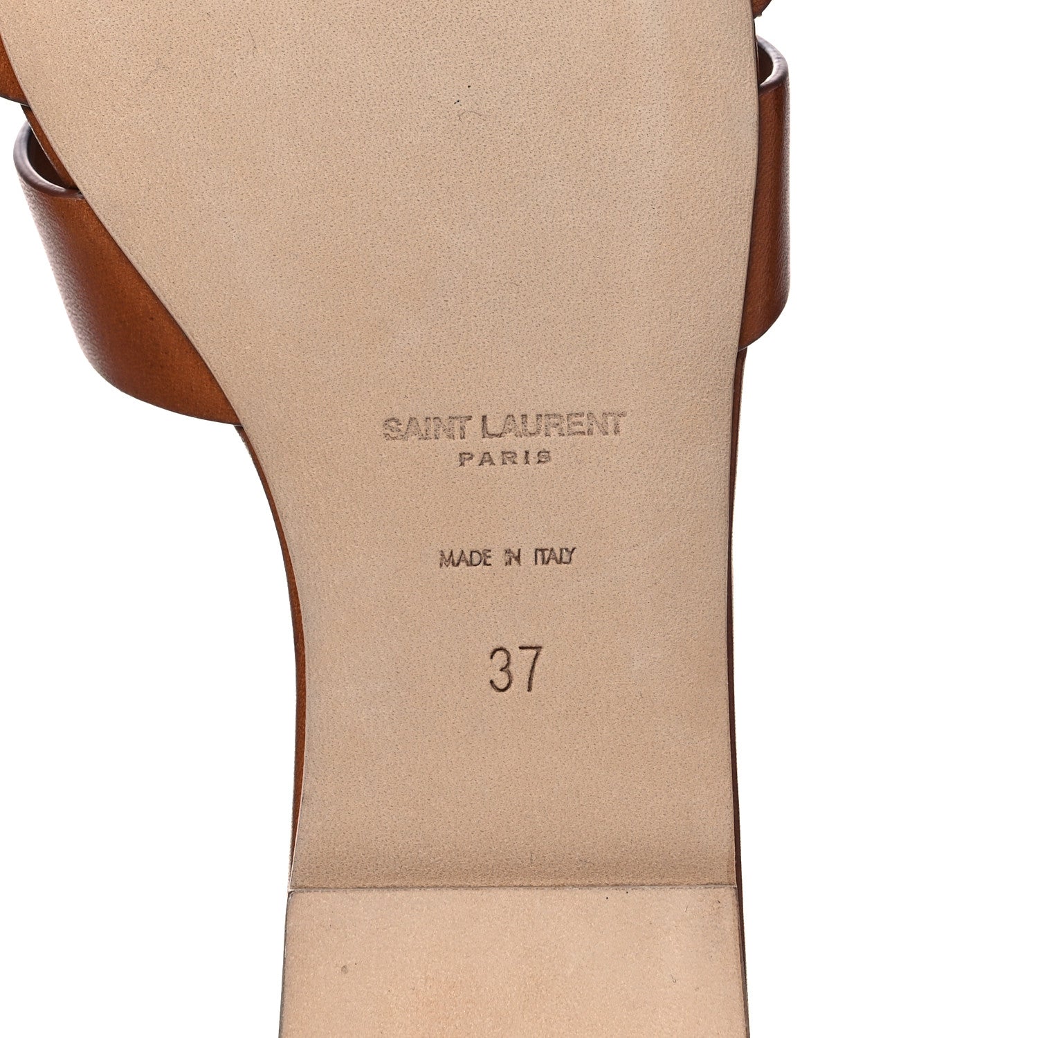 Saint Laurent Calfskin Tribute 05 Slide Sandals 37 Amber 6 of 11