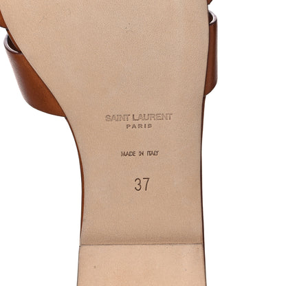 Saint Laurent Calfskin Tribute 05 Slide Sandals 37 Amber 6 of 11