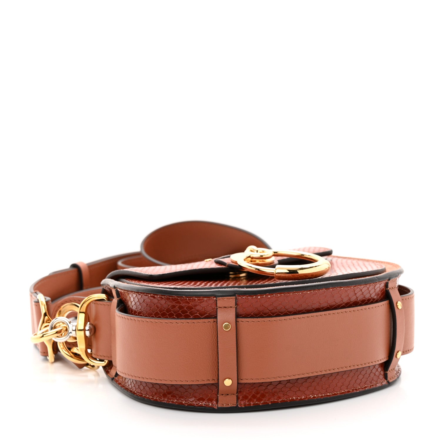 Chloe Calfskin Python Embossed Small Tess Bag Sepia Brown 4 of 11