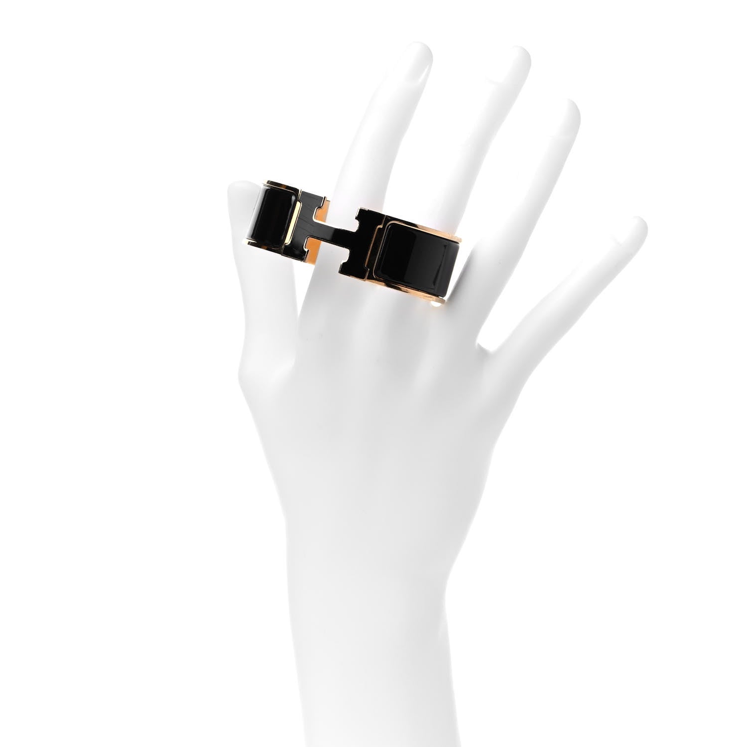 Hermes Enamel Wide Clic Clac H Bracelet GM Black 2 of 4