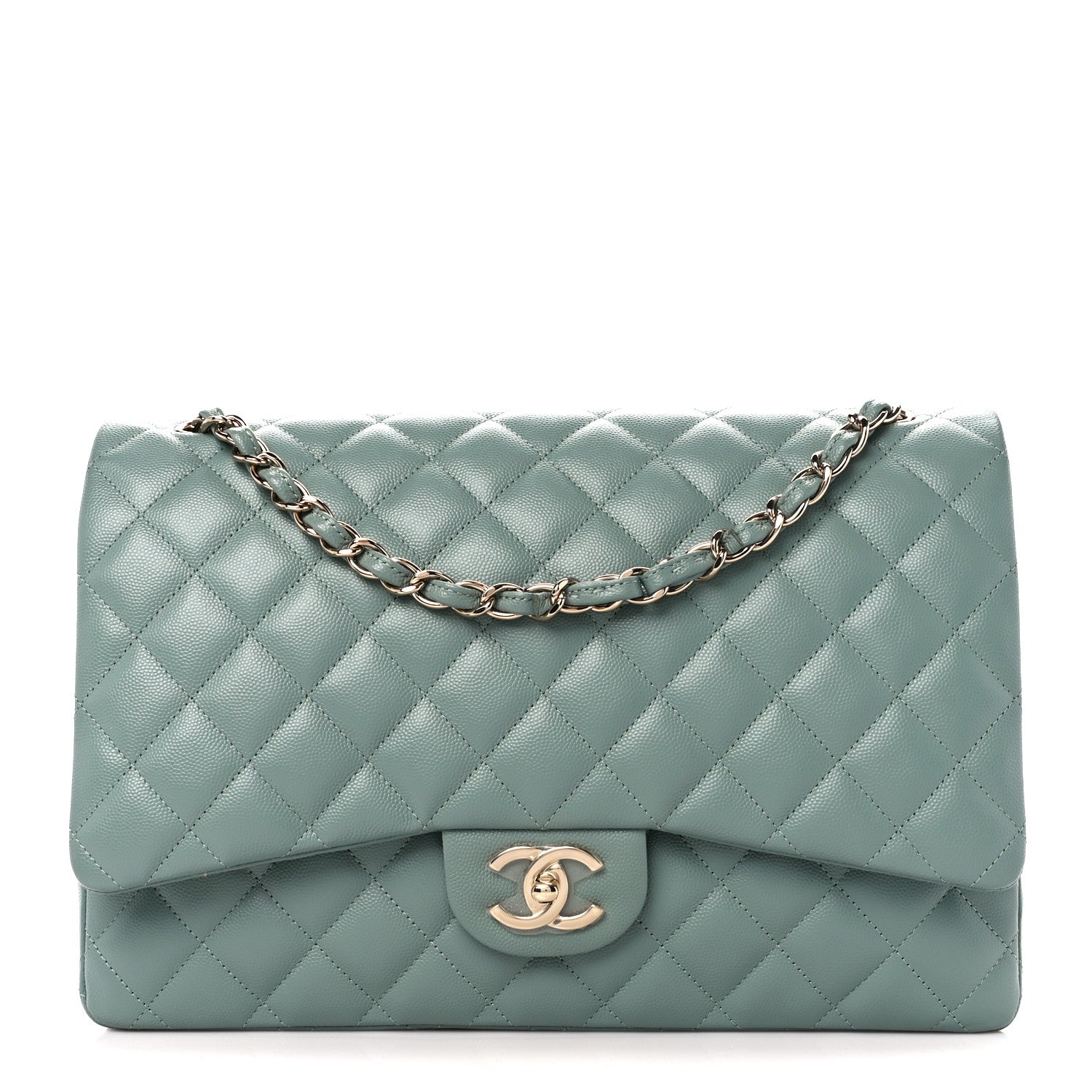 Chanel Caviar Quilted Maxi Double Flap Light Blue 1 of 11