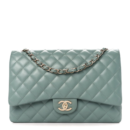 Chanel Caviar Quilted Maxi Double Flap Light Blue 1 of 11